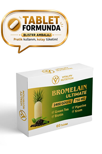 Vitality Nutrition Bromelain Ultimate 750 Mg 2400 GDU/G 60 Tablet ( Yeşil Çay...