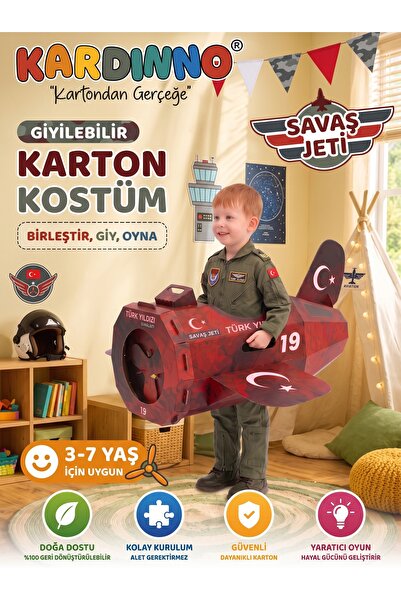 Kardinno Fighter Jet Educational Toy Cardboard Wearable Kids Costume Activity...