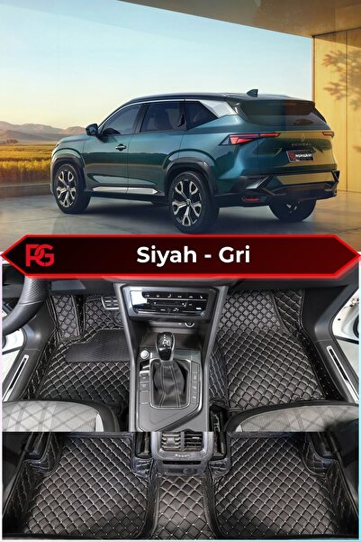 PASPASGRAFT Renault BOREAL Siyah Üzeri Gri Dikiş 8D Diamond Premium Kaymaz De...