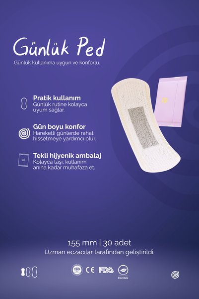 ki Premium Günlük Hijyenik Ped 155 mm - 30'lu %95 Pamuk %5 Bambu