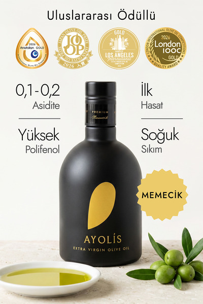 Ayolis Premium Gurme Memecik Zeytinyağı 500 ml Ödüllü Erken Hasat Soğuk Sıkım...