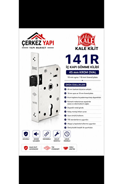 Genel Markalar Kale Kilit 141R 45 mm Krom Oval İç Kapı Gömme Kilidi