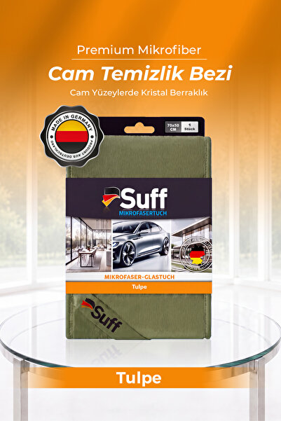 Suff Tulpe Cam Mikrofiber Bez Büyük Boy Dış Mekan Cam Bezi 70x50 cm Haki