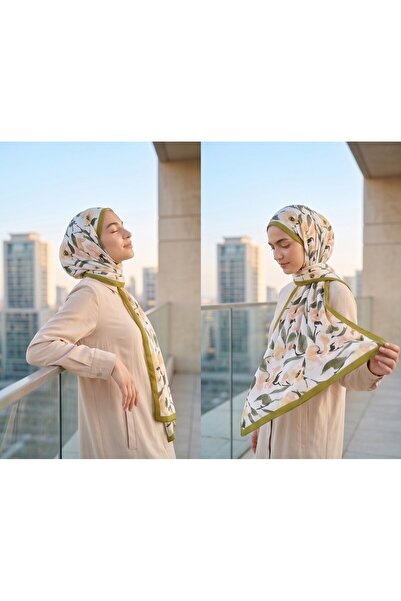 tuaipek Organic Viscose Silk İnci̇ra Shal - Floral Patterned
