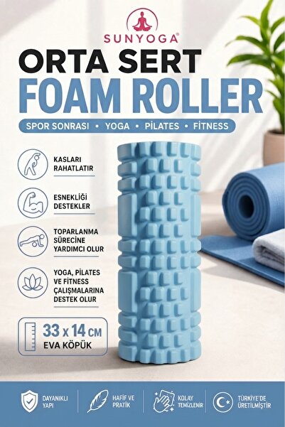 SUNYOGA Фоум ролер масажен валяк, средно твърд – за отпускане на мускулите сл...