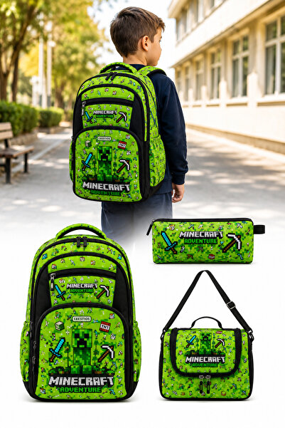 CAKARD Set de 3 genți pentru școala primară cu tematică Pixel Game – Rucsac +...