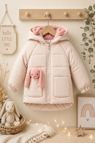 DeKuBaby New Cute Toy Baby Rabbit-Fur Inside Soft Fabric Pocket Hooded Childr...