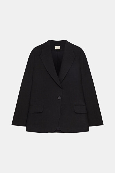 W Collection SİYAH KETEN VİSKON CEKET