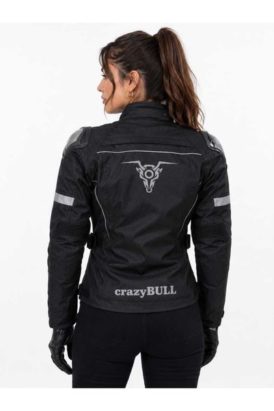 MOTOKIT Crazybull Carmen Black 3-Layer 4-Season Protective Reflective Women's Biker Jacket (Slim Fit, Order One Size Larger)