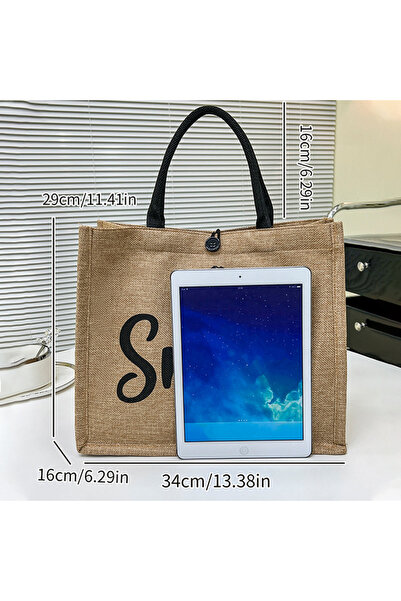 Choice 6.3x11.4x13.3 In woven straw fabric Tote Tote Woven Bag Women New Hand...