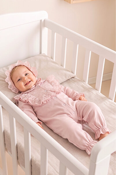 Babymod 100% Cotton Baby Girl Romper with Guipure Hat and Collar