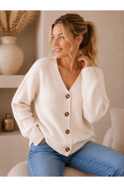 semela Women's Thessaloniki Knitted Oversize Knitwear Cardigan