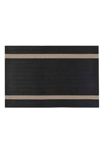 Epinox Amerikan Servis PVC 35x45 cm - Siyah Balıksırtı Bej Şeritli