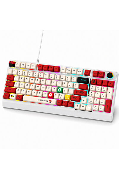 LUDORA Tastatură mecanică de gaming, cu fir, iluminare RGB curcubeu, cablu US...