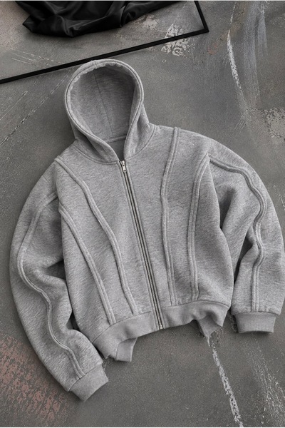 North London Men's Casual Patchwork Hooded Zippered Sweatshirt
