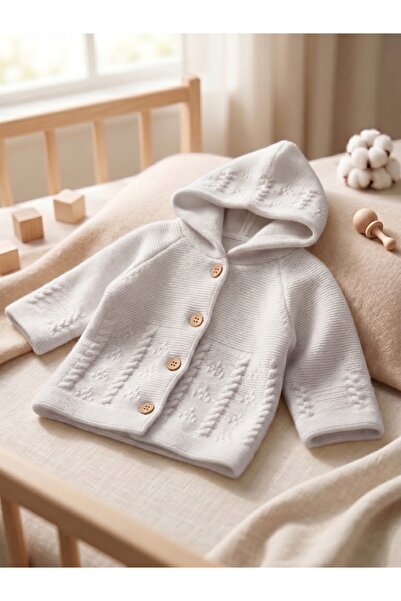 EYMİR GİYİM Newborn Hooded Double Layer Knitwear Baby Girl - Baby Boy Cardigan
