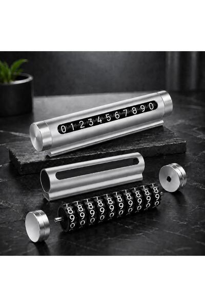jetfast Silver Color Vehicle Parking Telephone Number Dialer Adjustable Dial-Up Torpedo Top Cylinder Numberer
