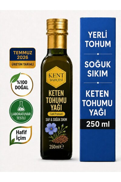 KENT BAHÇESİ (Hediyeli) Keten Tohumu Yağı 250 ml Soğuk Sıkım %100 Saf Doğal K...