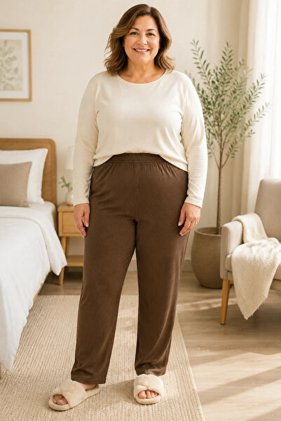 Erdenay Tekstil Ribbed Oversize Stretchy Camisole Seasonal Sleepwear Bottoms