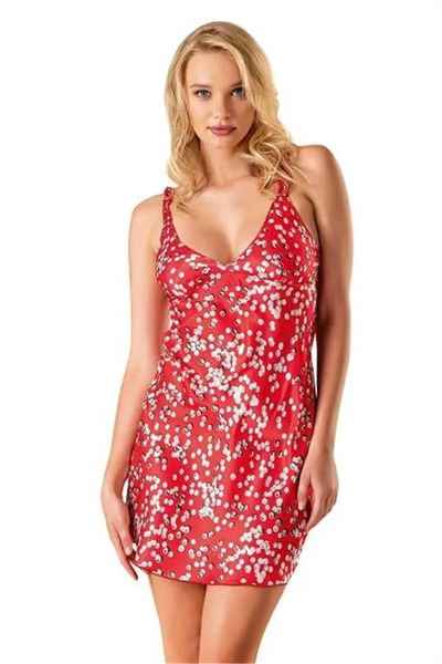 SS HOME CONCEPT Stylish Patterned Satin Nightgown
