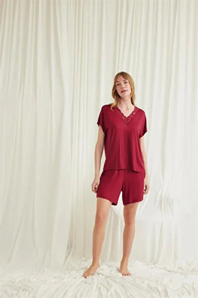 SS HOME CONCEPT Short Sleeve Lace V-Neck Shorts Pajama Set