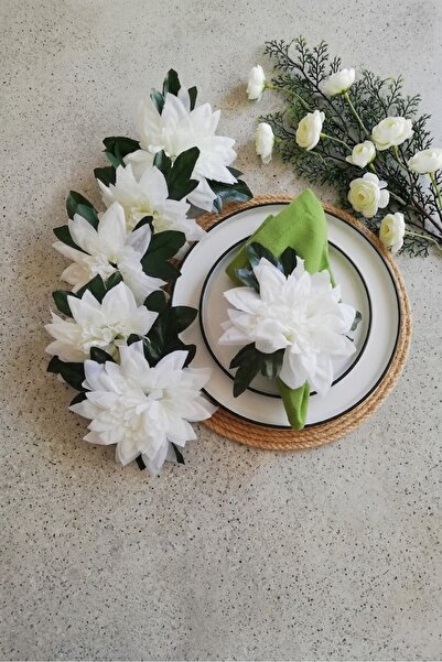 DİGGO White Big Star Flower 6-Piece Napkin Ring