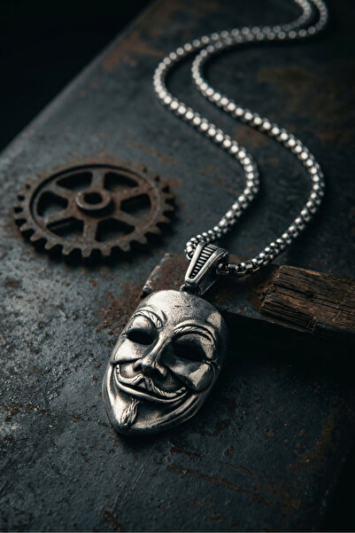 Begondio Vendetta Maske El İşçiliği 925 Ayar Gümüş Erkek Kolye