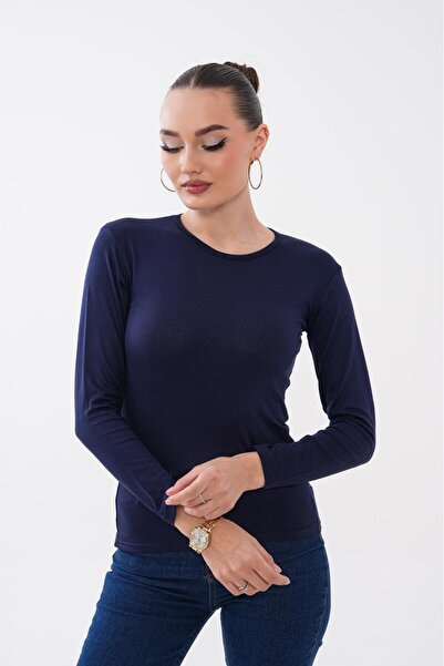 bykombincim Bisiklet Yaka LACİVERT RENK uzun kollu body %100 VİSKON Kendi Tarzını yarat