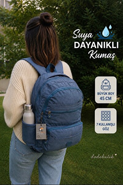 DodoButik Rucsac albastru de dimensiuni mari, rezistent la apă