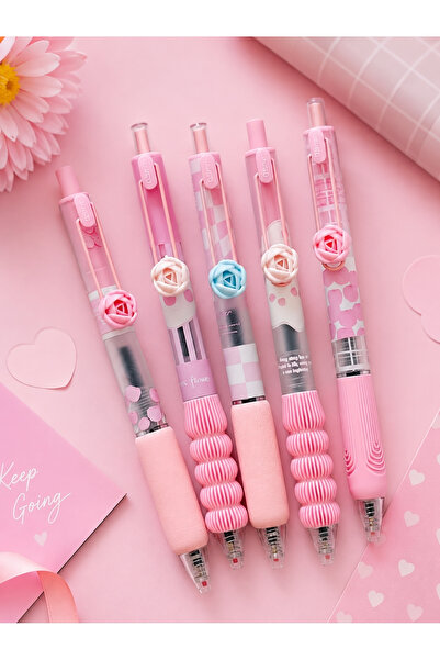 ÖZ OFİS Moka Spring Tulip Pembe Lale Temalı Jel Kalem 1 Adet Mavi Mürekkep - ...