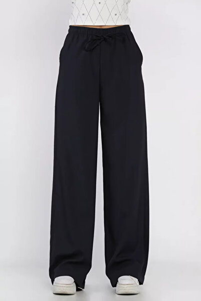 TOZLU Elastic Waist Lace-Up Wide-Leg Women's Trousers
