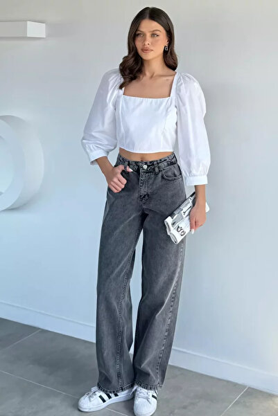 TOZLU Women's Washable Palazzo Jean Denim Pants