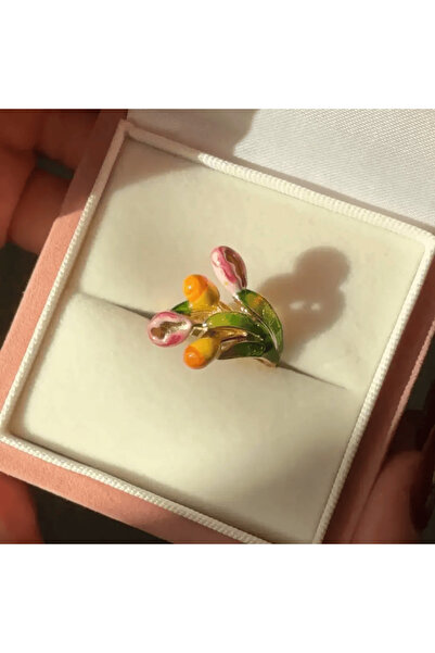 Zümrütoyuncakstore Mineli Floral Gold Plated Gold Ring