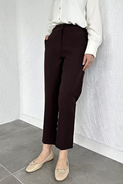 TOZLU Puane Elastic Waist High Waist Hijab Fabric Pants