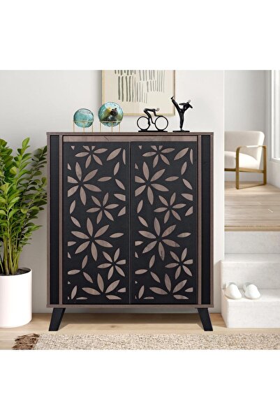 Palma homez خزانة أحذية بابين خشب مضغوط بني وأسود 80×35×96 سم