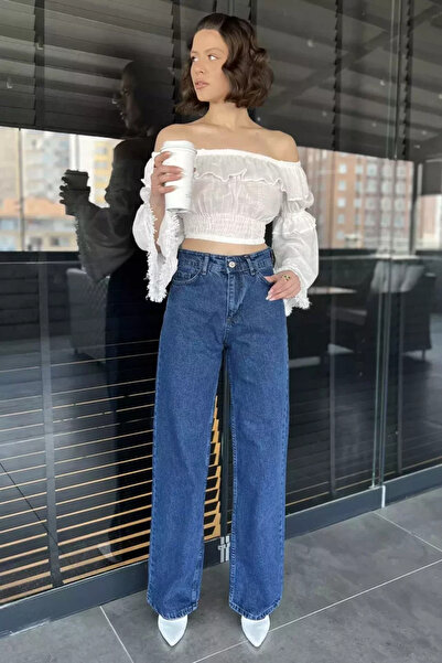 TOZLU Women's Wide Leg High Waist Jean Denim Pants