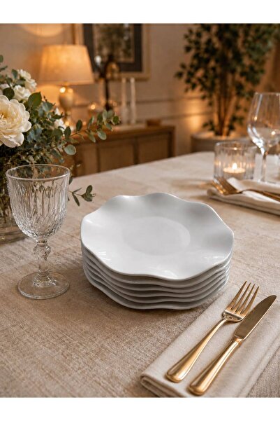 Güral Porselen Nesrin Sade 6 Piece Cake Plate