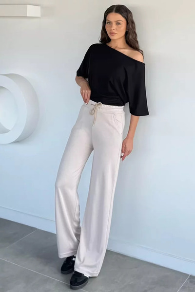 TOZLU Women's Modal Fabric Palazzo Pants