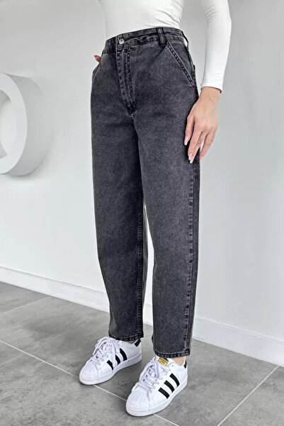 TOZLU Kadın Yüksek Bel Bol Paça Jean Kot Pantolon
