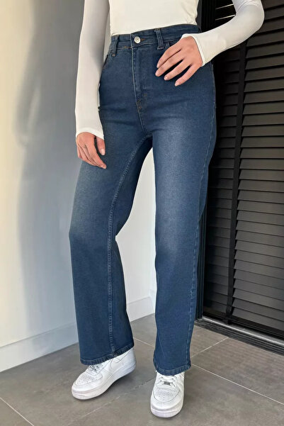 TOZLU Pantaloni de damă din denim cu talie înaltă