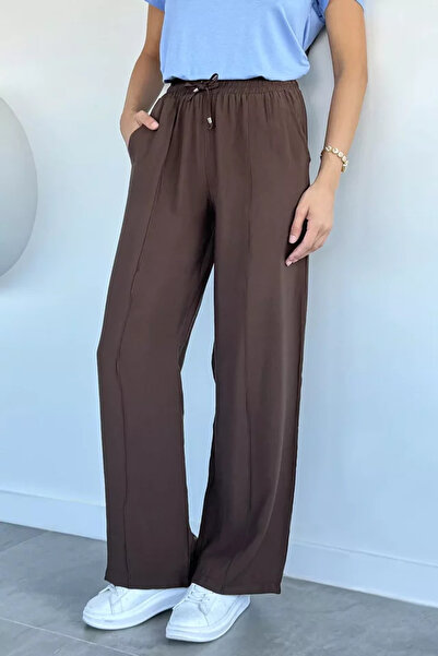 TOZLU Women's Elastic Waist Tencel Fabric Trousers