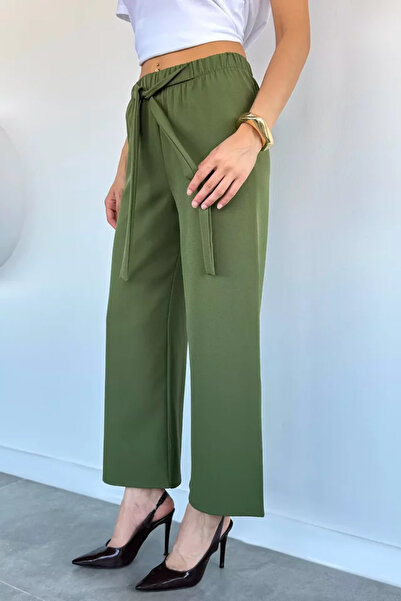 TOZLU Women's Waist-Tie Wide-Leg Pants