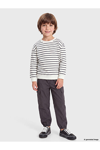 LC Waikiki Lcw Kids Gray Striped Boys' Tracksuit Set