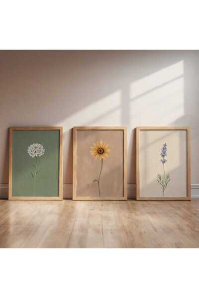 woodhomeworks Wooden Framed 3-Piece Painting Sweet Harmony Qmrc