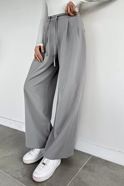 TOZLU Women's Waist-Tie Wide-Leg Pants