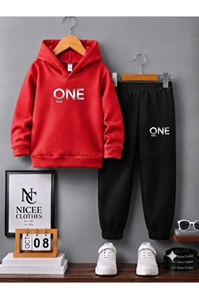 NC Nicee Clothes Детски унисекс анцуг (бял, с един принт по средата, зимен)