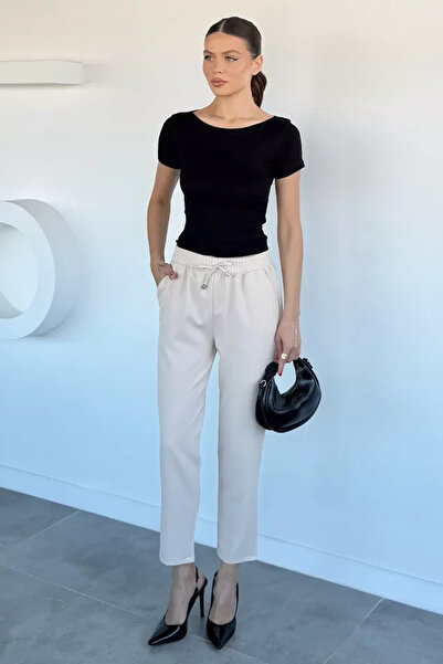 TOZLU Pantaloni din material textil slim fit cu talie elastică