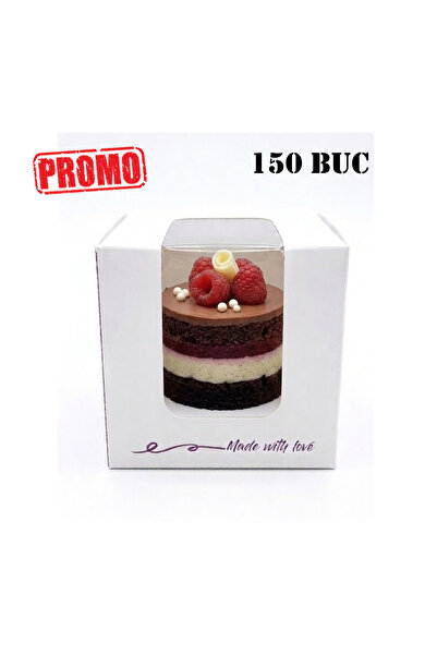 HORECA Single-portion cookie box "Made with love" 10x10x10 with window 150pcs