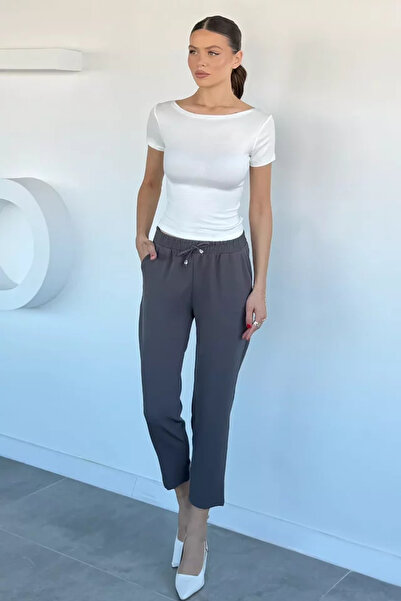TOZLU Slim Fit Fabric Trousers with Elastic Waist