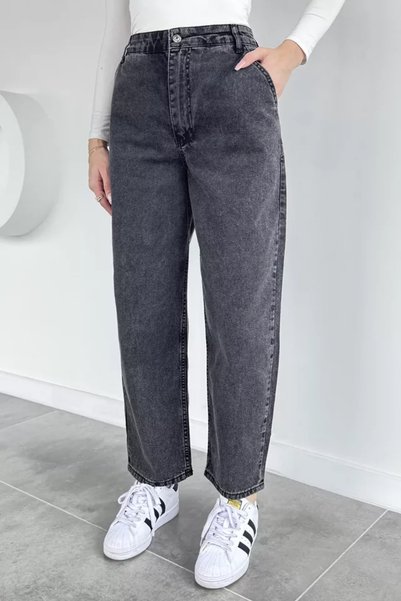 TOZLU Pantaloni de damă din denim cu talie înaltă și picior larg